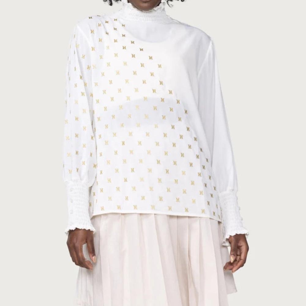 Honor The Gift Monogram Turtleneck Size Small Embroidery Oversized Sheer